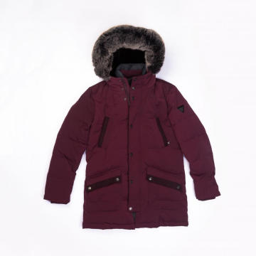 Men`s fake fur-hooded down jacket